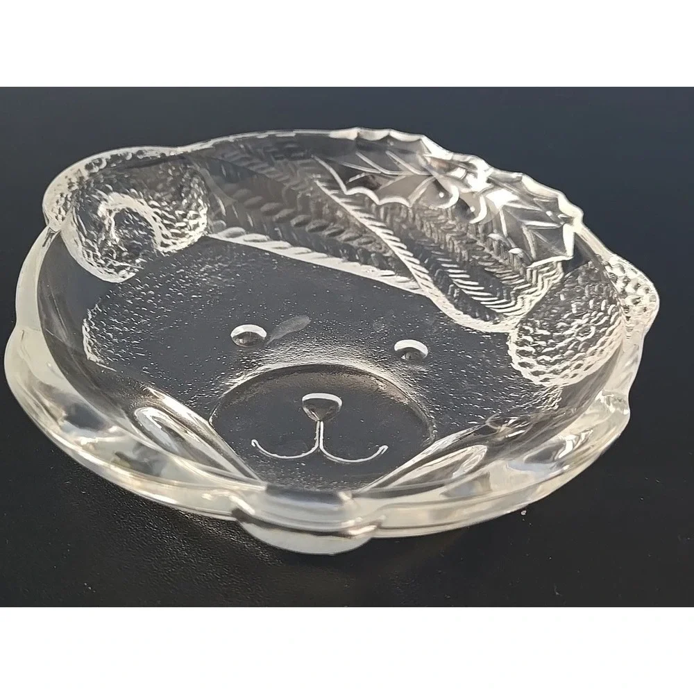 LN‎ Studio Nova Mikasa crystal candy nut jewelry dish Teddy Bear santa hat 5.5